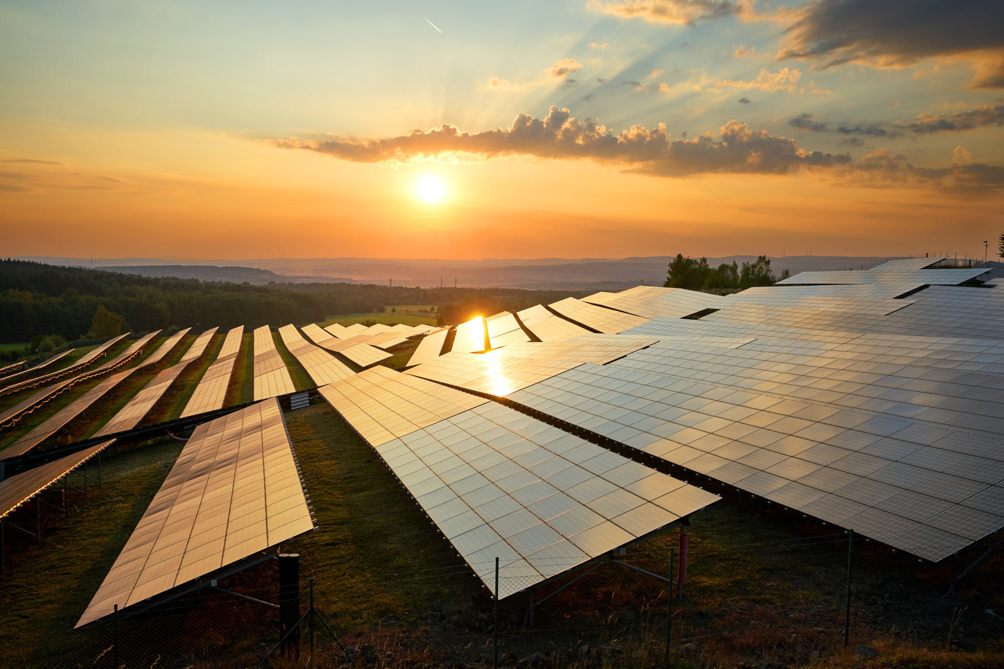 Solar panels on hillside