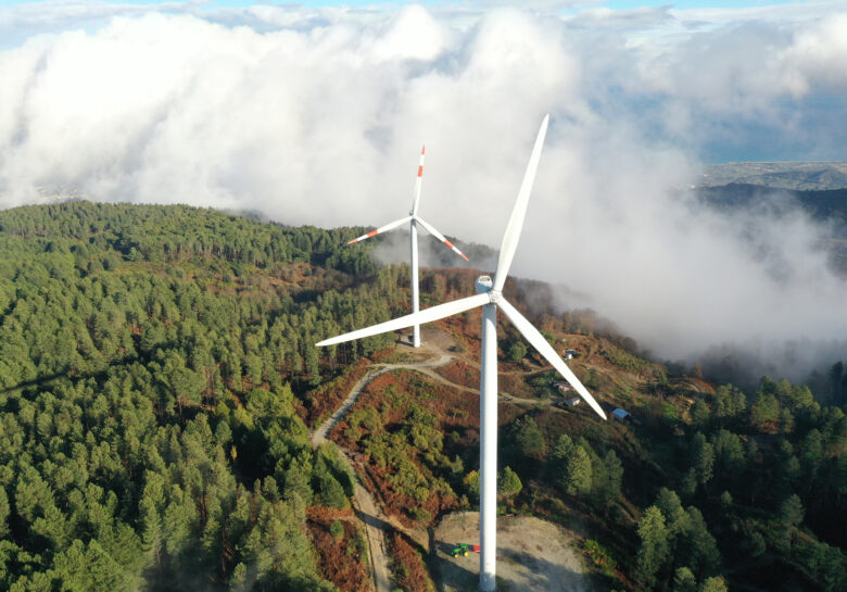 Nadara wind turbines on hillside